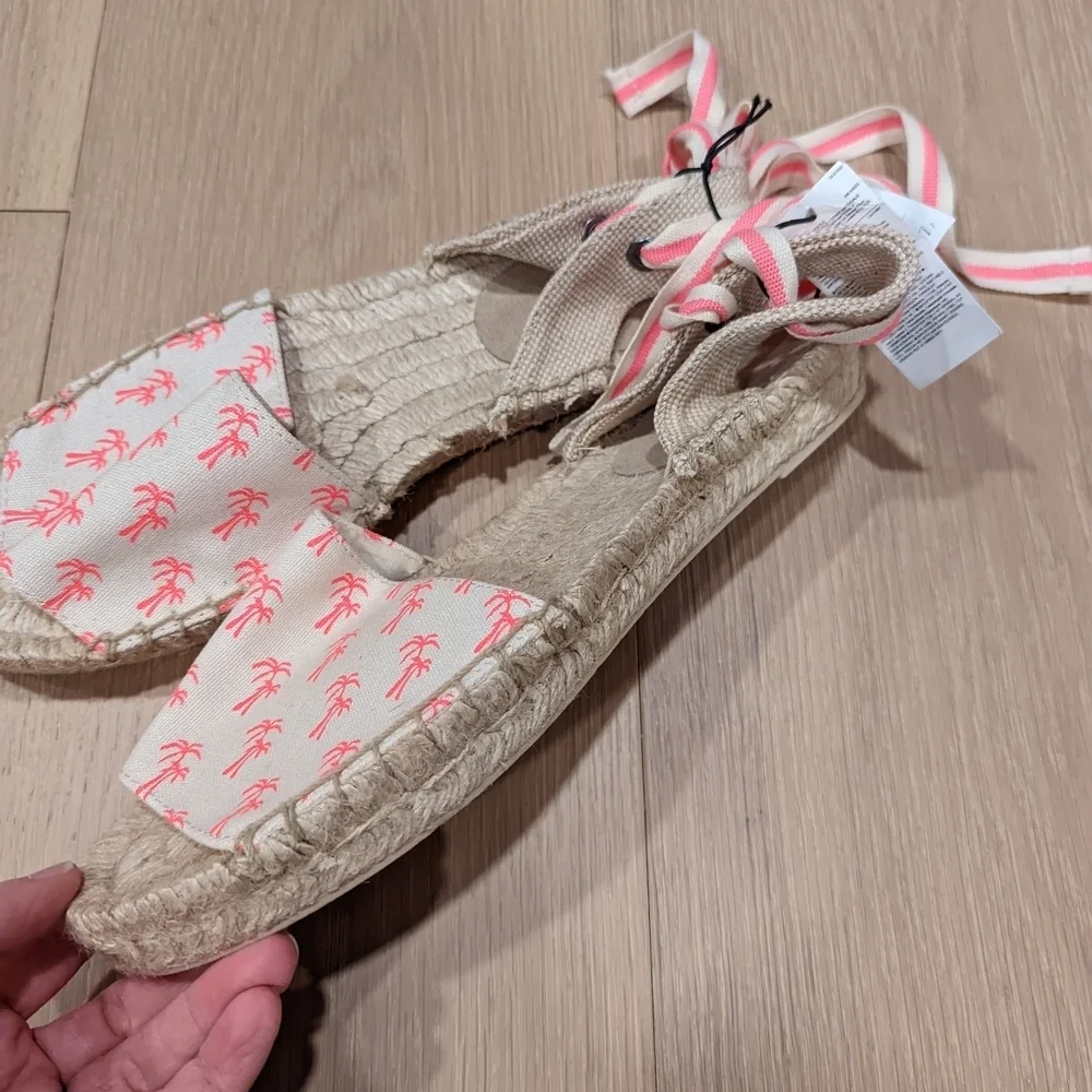 Women's Beige and Pink Espadrille Sandals